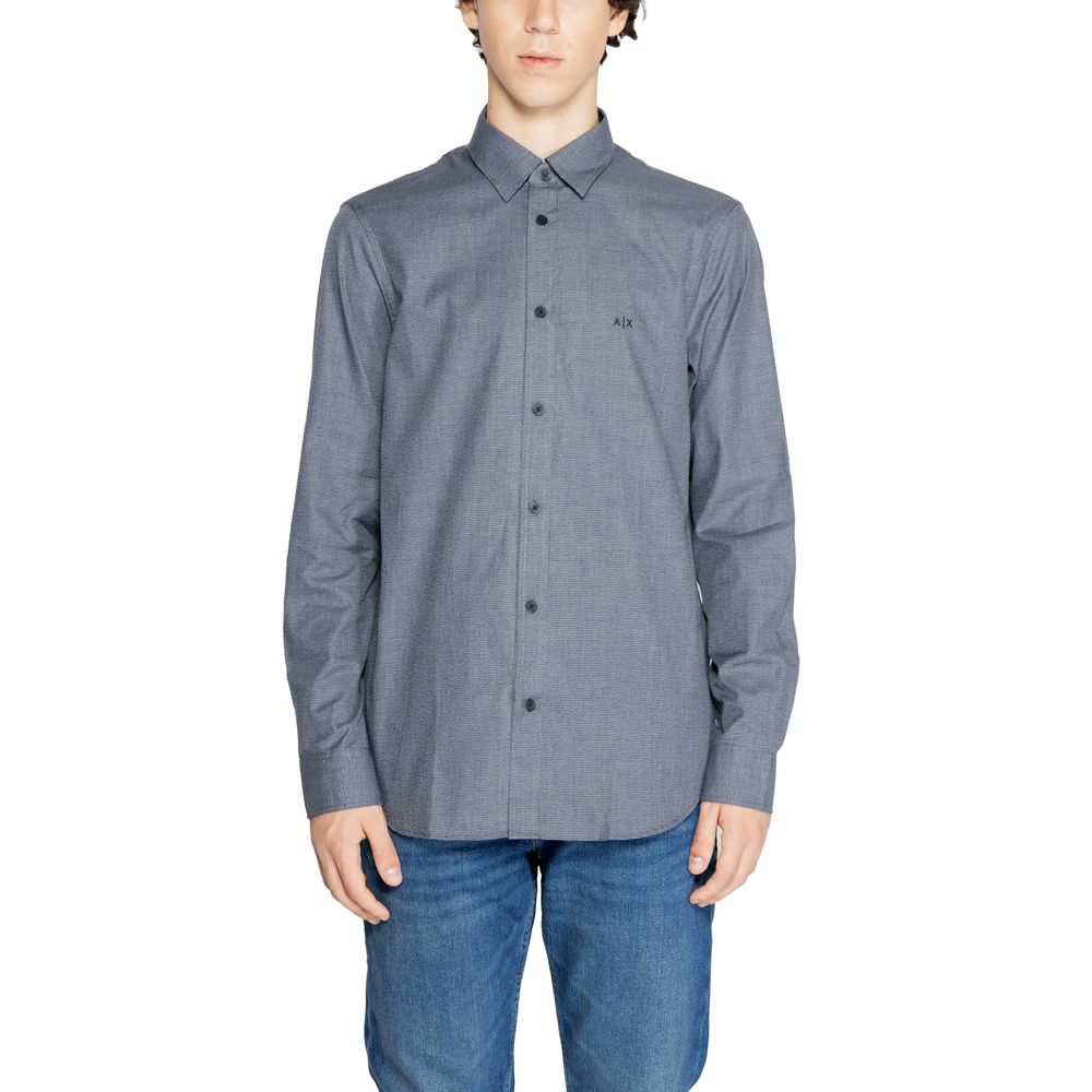 armani exchange dress shirt Armani Exchange Blue Cotton Dress Shirt – JOHNYCARRIBEAN