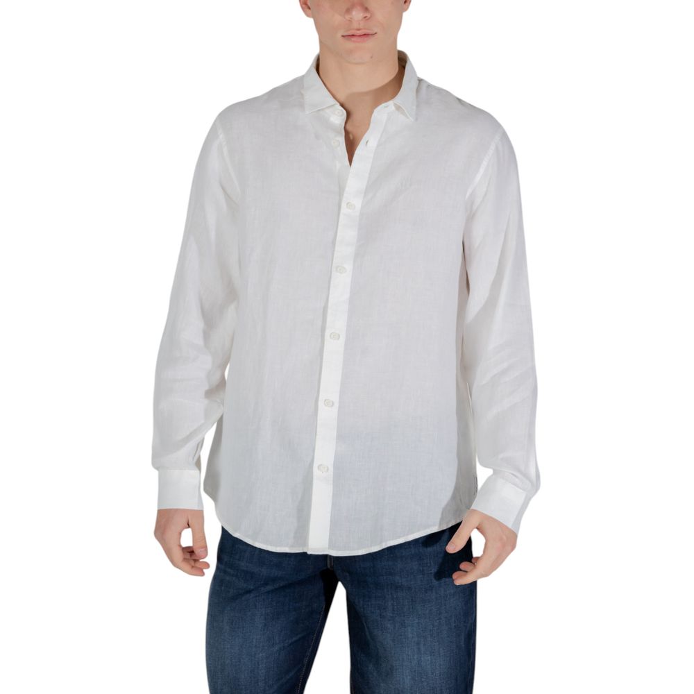 armani exchange dress shirts Armani Exchange White Linen Dress Shirt – JOHNYCARRIBEAN
