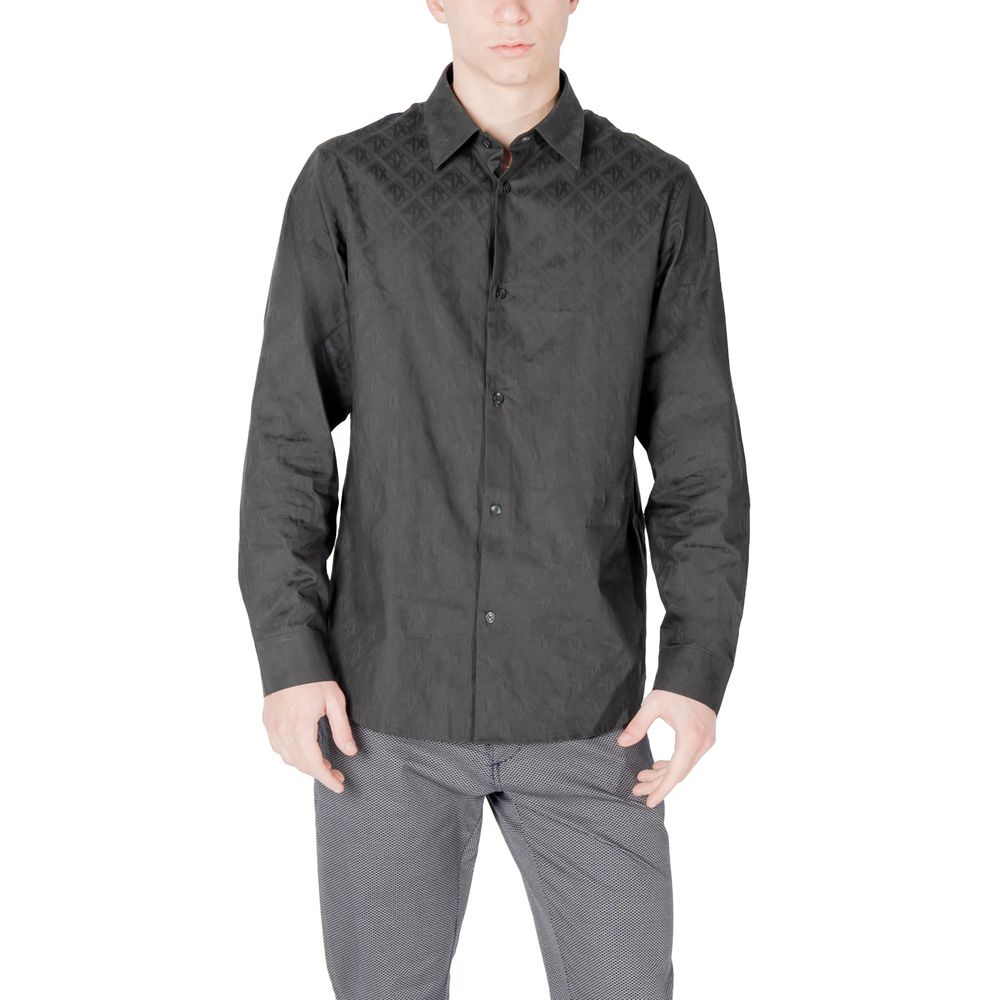 armani exchange dress shirts Armani Exchange Black Cotton Dress Shirt – JOHNYCARRIBEAN