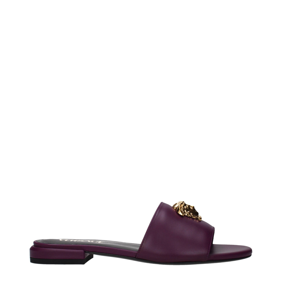 Versace Purple Leather Slippers