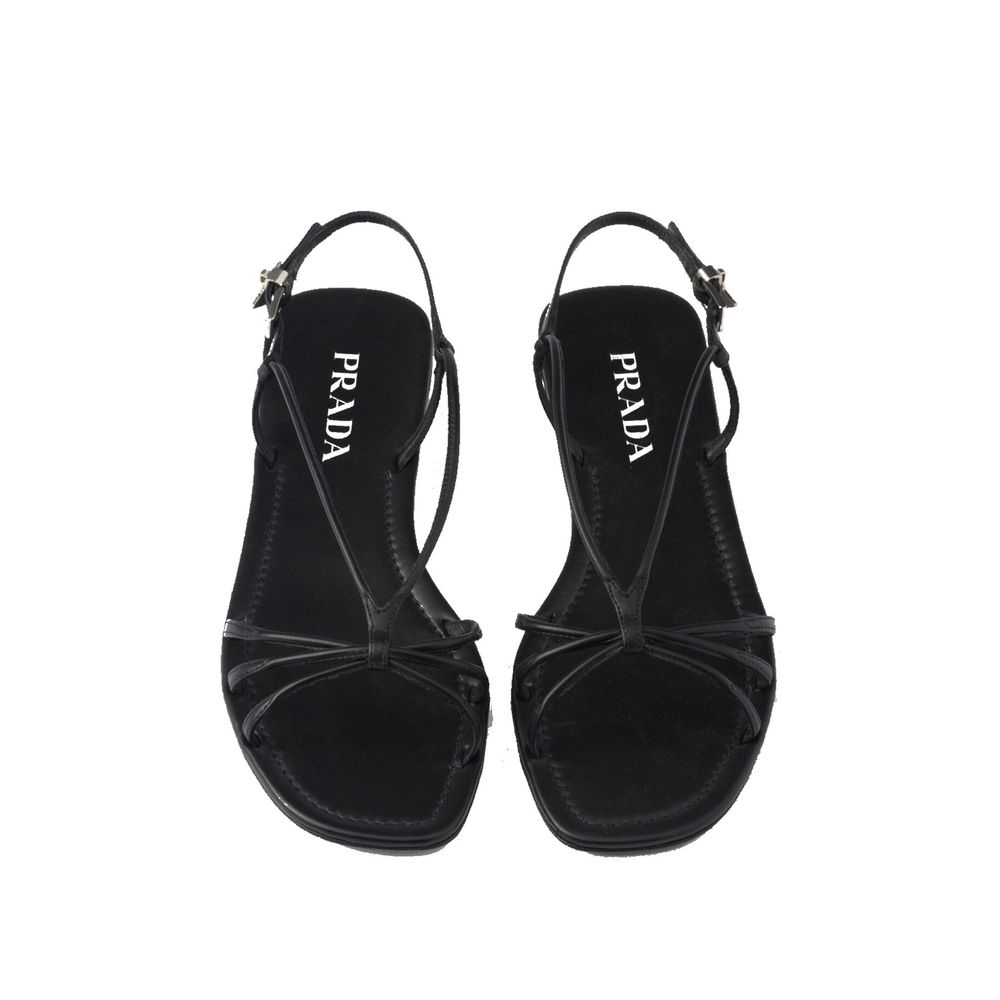 Prada Black Calfskin Strap-On Sandals