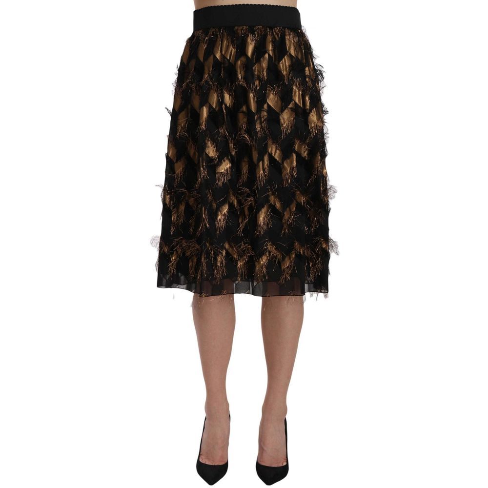 Dolce & Gabbana Bicolor Silk Midi Skirt
