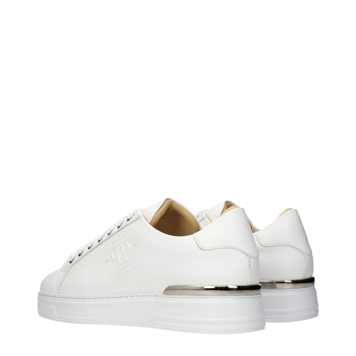 Philipp Plein White Leather Low Top Sneakers