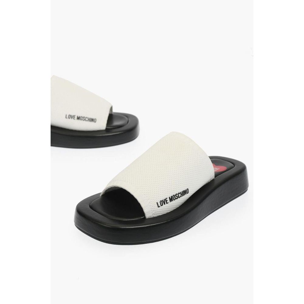 Moschino Black And White Leather Slides