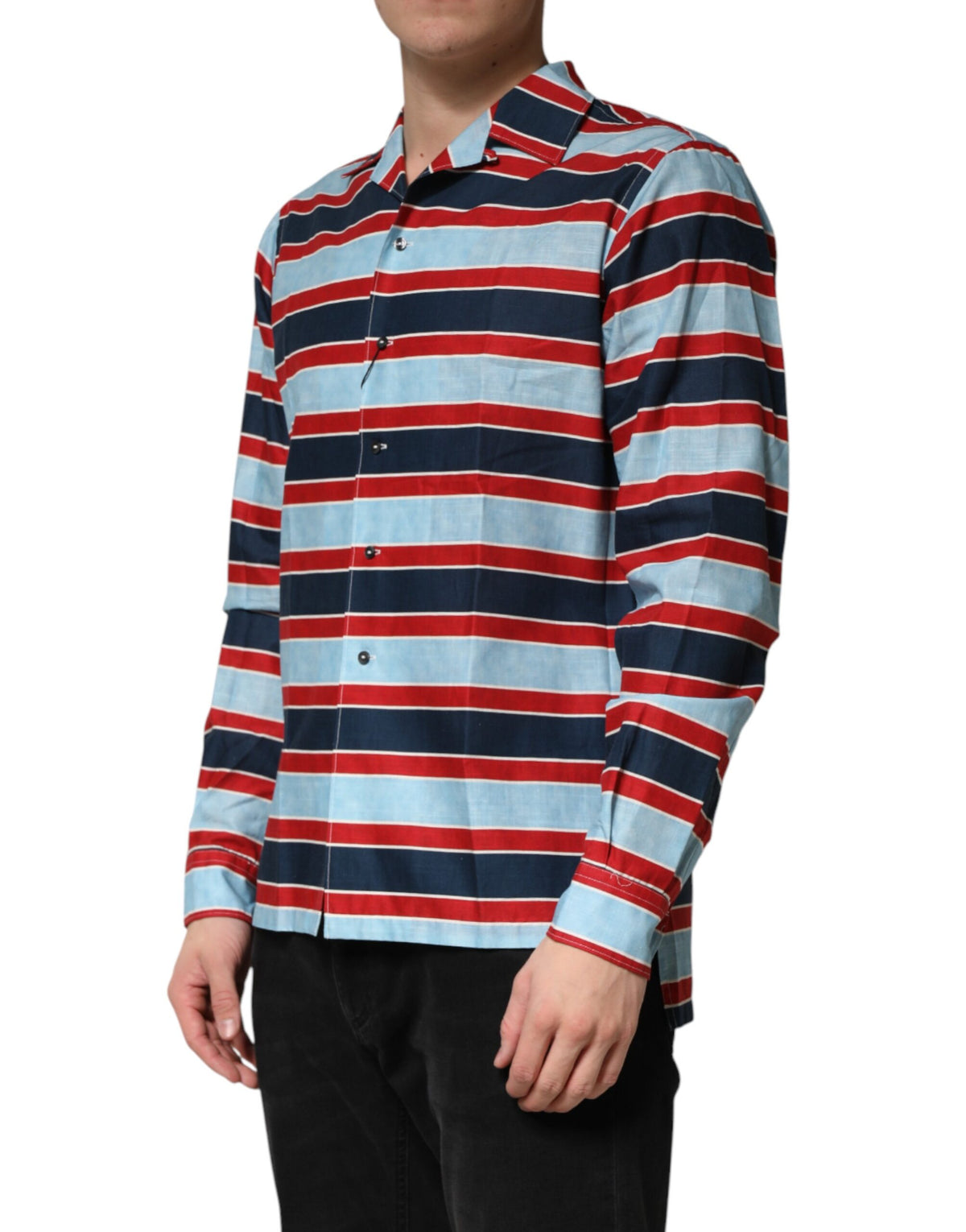 Dolce & Gabbana Multicolor Stripes Cotton Men Button Down Shirt
