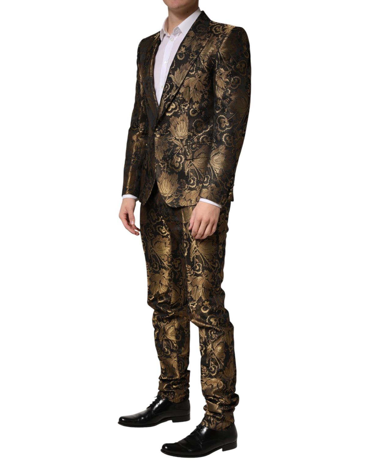 Dolce & Gabbana Black Gold Jacquard Single Breasted 2PC Suit