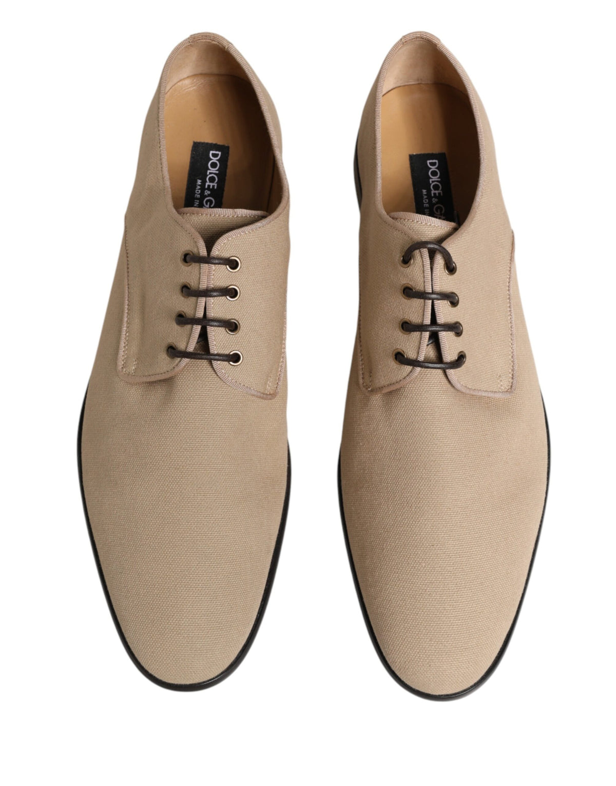 beige color dress shoes Dolce & Gabbana Beige Canvas Derby Lace Up Dress Men Shoes – JOHNYCARRIBEAN