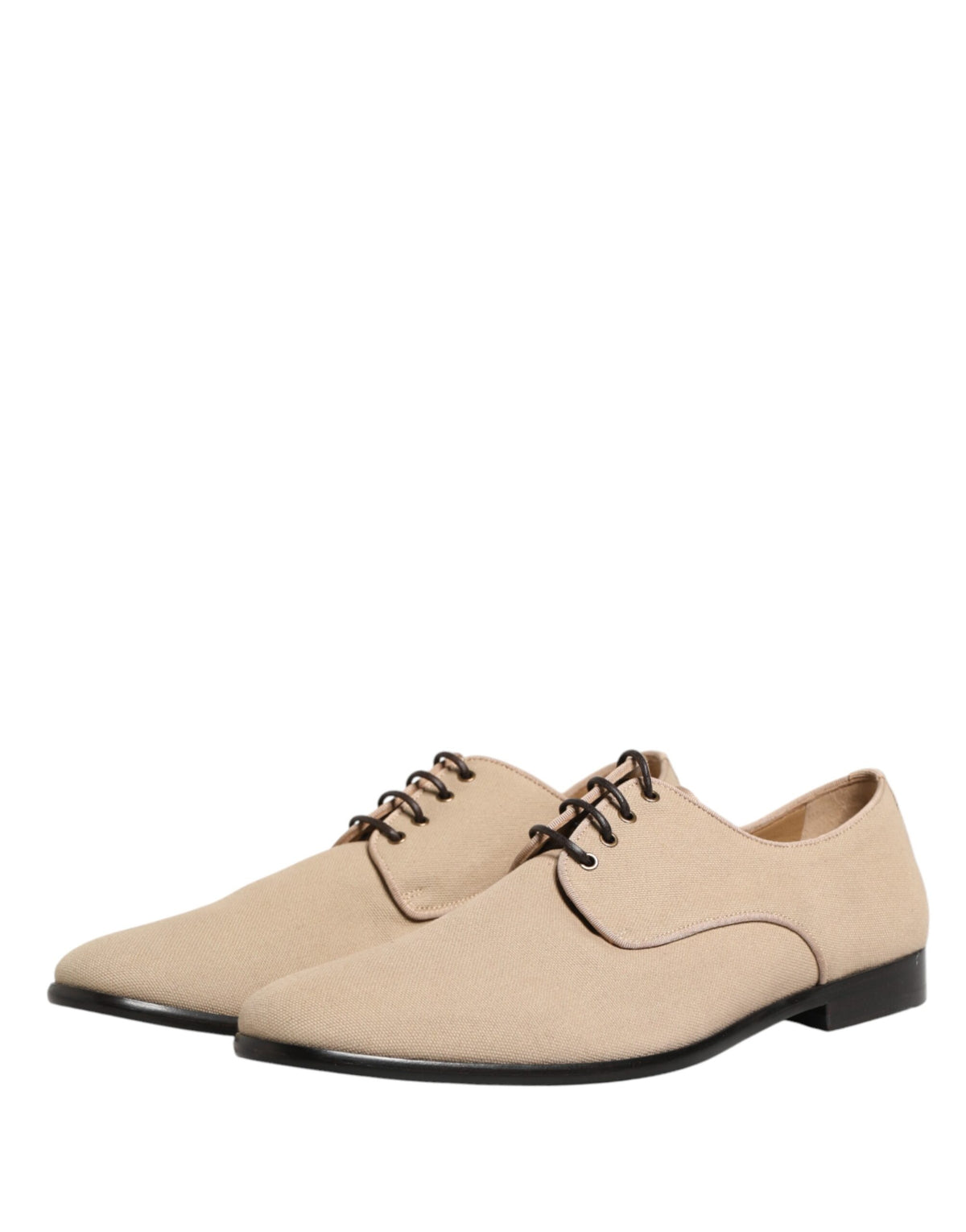 Dolce & Gabbana Beige Canvas Derby Lace Up Dress Men Shoes