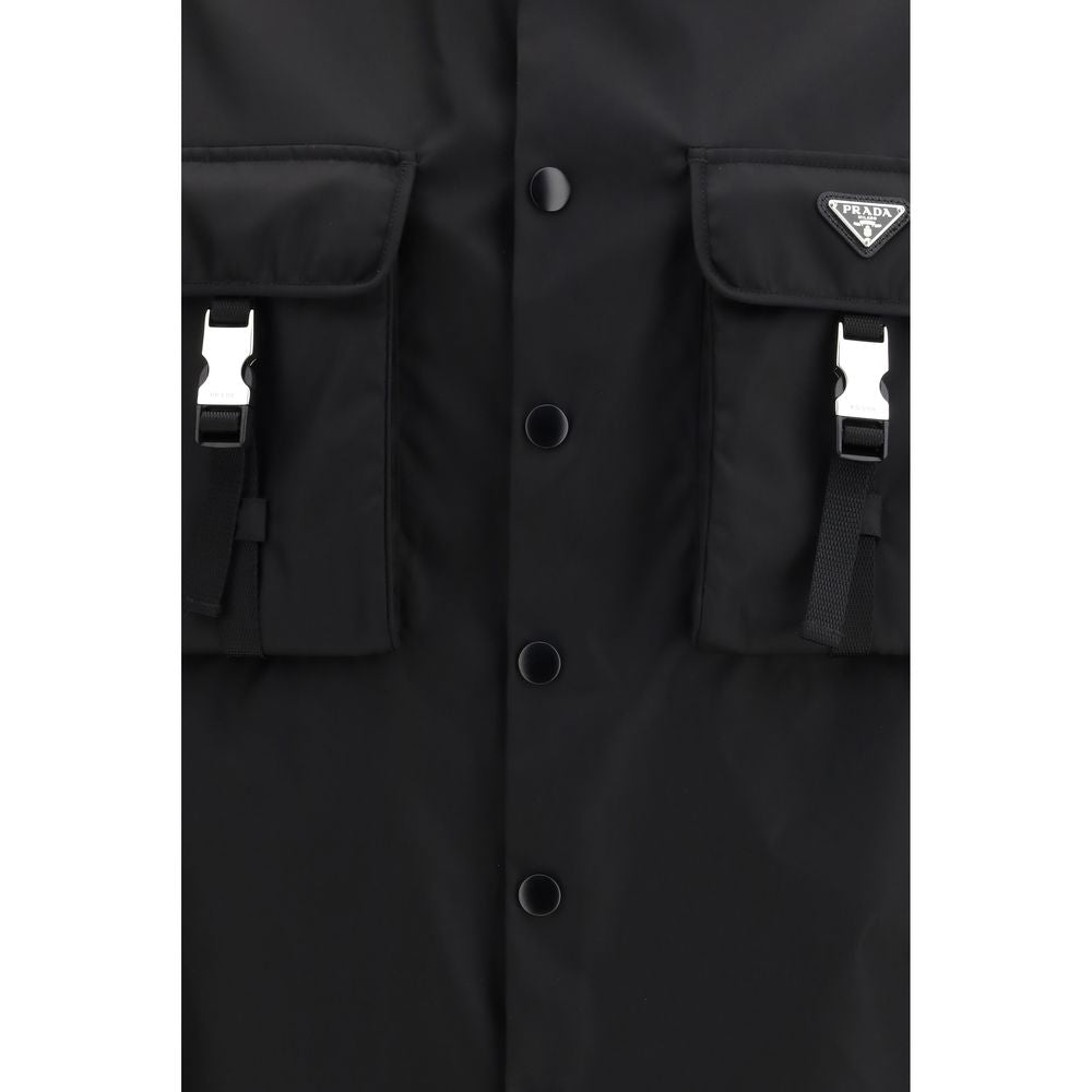 Prada Black Recycled Polyamide Jackets And Coat