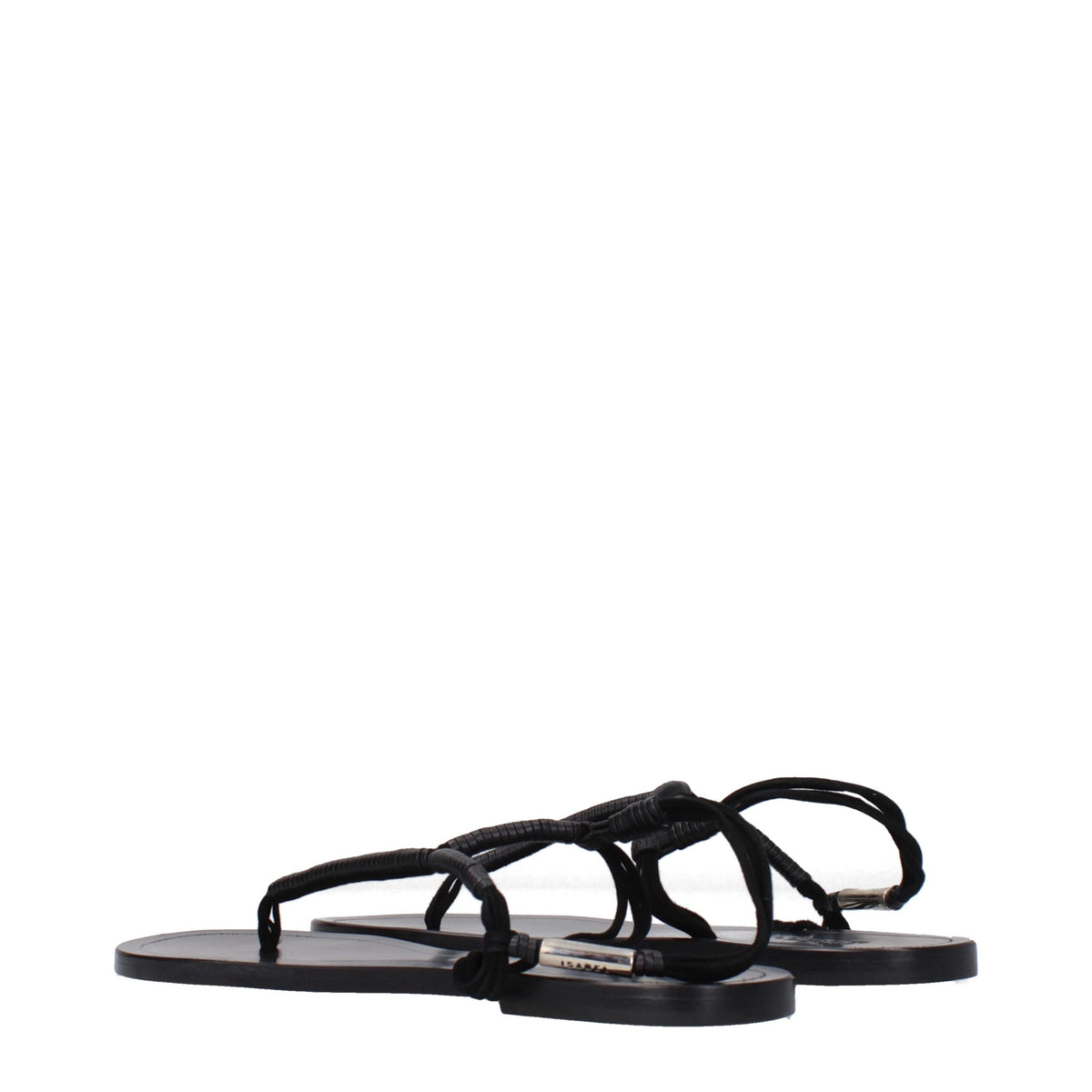 Isabel Marant Black Leather Flip-Flop Sandals