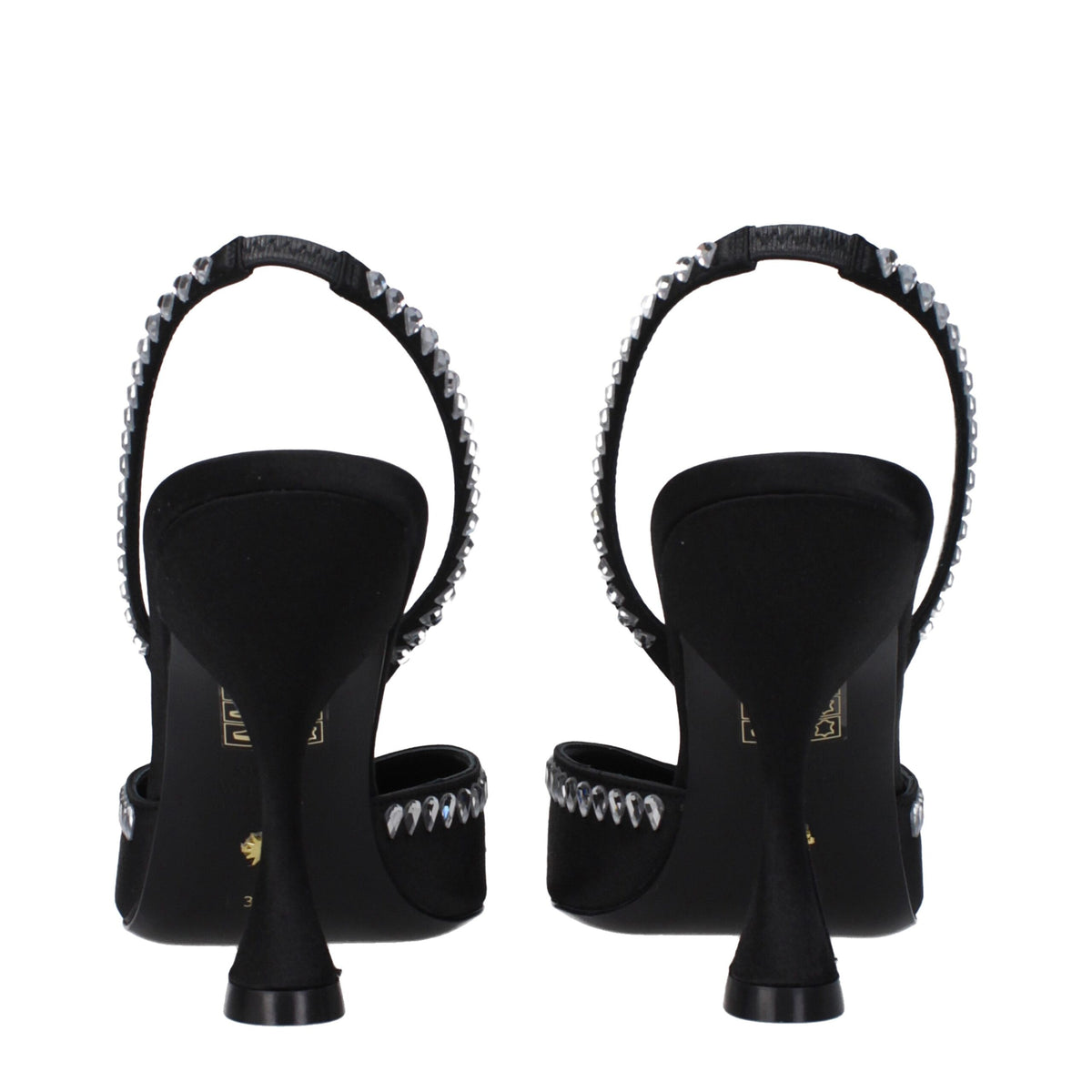 Stuart Weitzman Black Satin Stiletto Heel Sandals