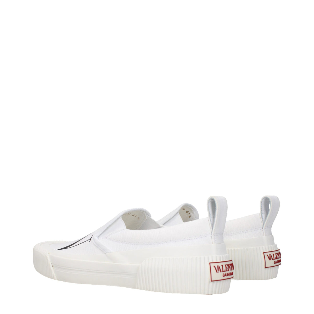 Valentino Garavani White Fabric Slip-On Loafers