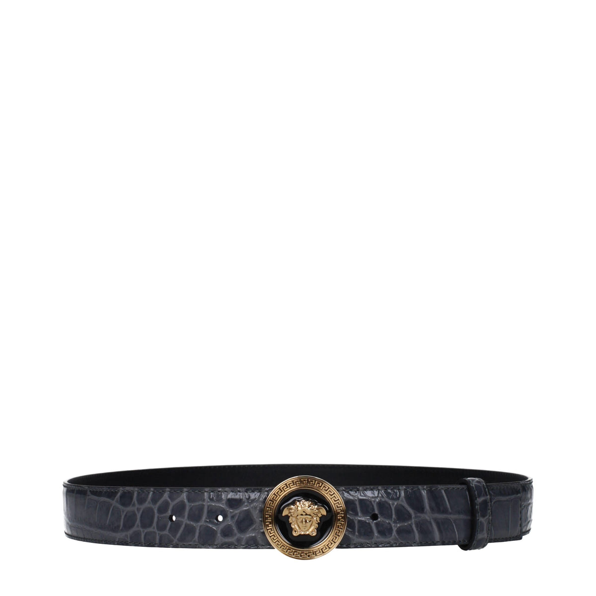 Versace Gray Leather Regular Belt
