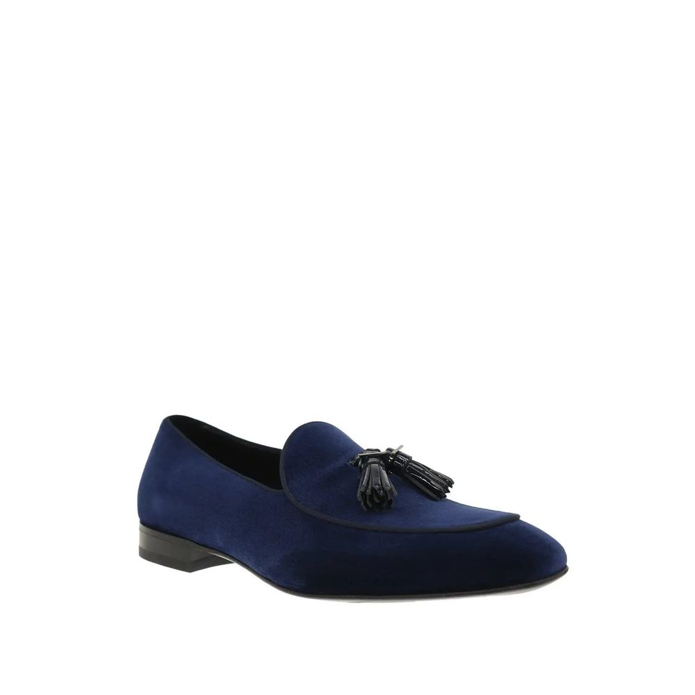 Salvatore Ferragamo Blue Leather Slip-On Loafers