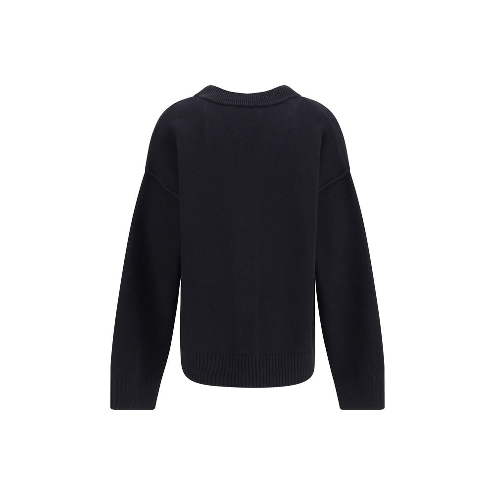 Ami Paris Black Fleece Wool Cardigan