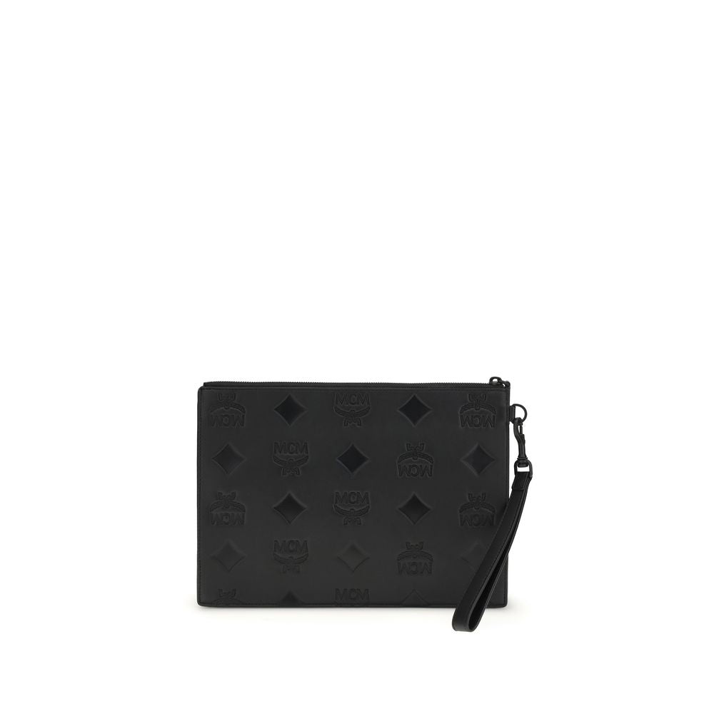 MCM Black Calf Leather Bos Taurus Clutch Bag