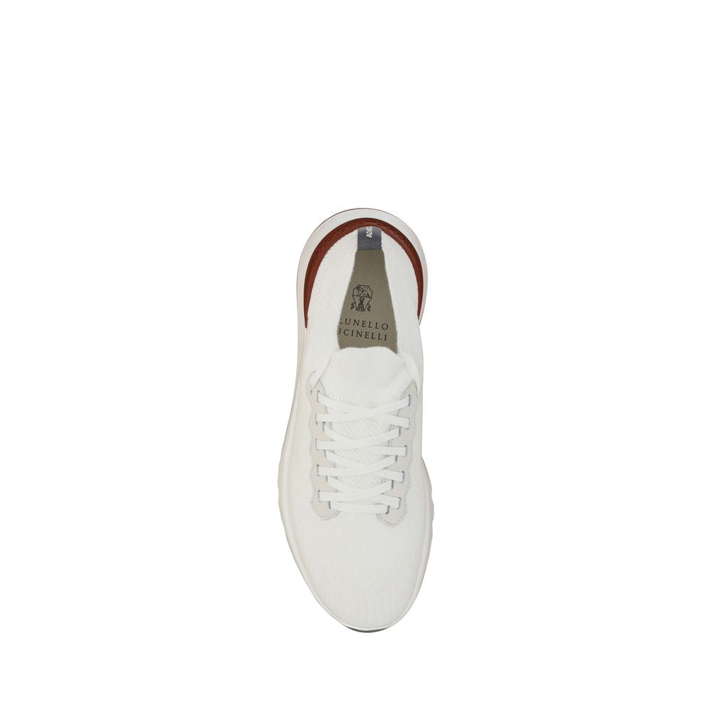 Brunello Cucinelli White Cotton Low Top Sneakers