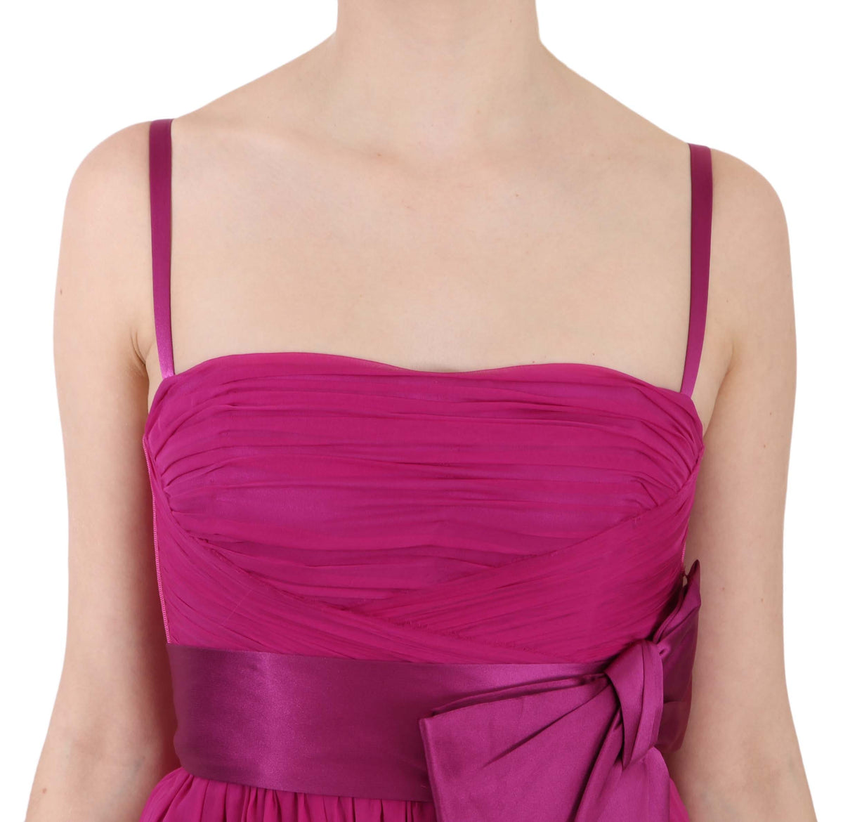 Robe élégante en soie rose fuchsia avec nœud sur le devant Dolce &amp; Gabbana