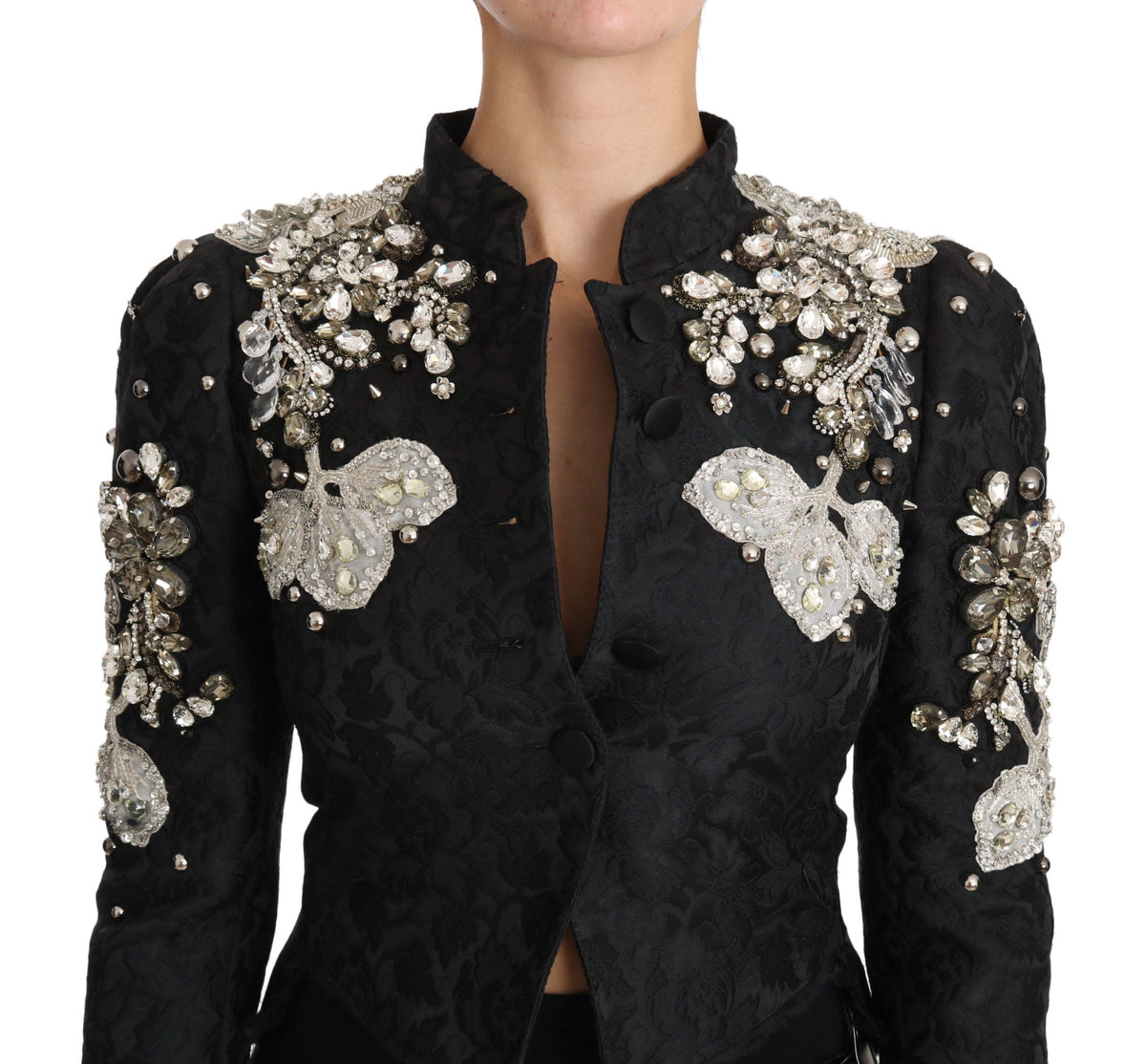 Chaqueta elegante barroca negra y plateada de Dolce &amp; Gabbana