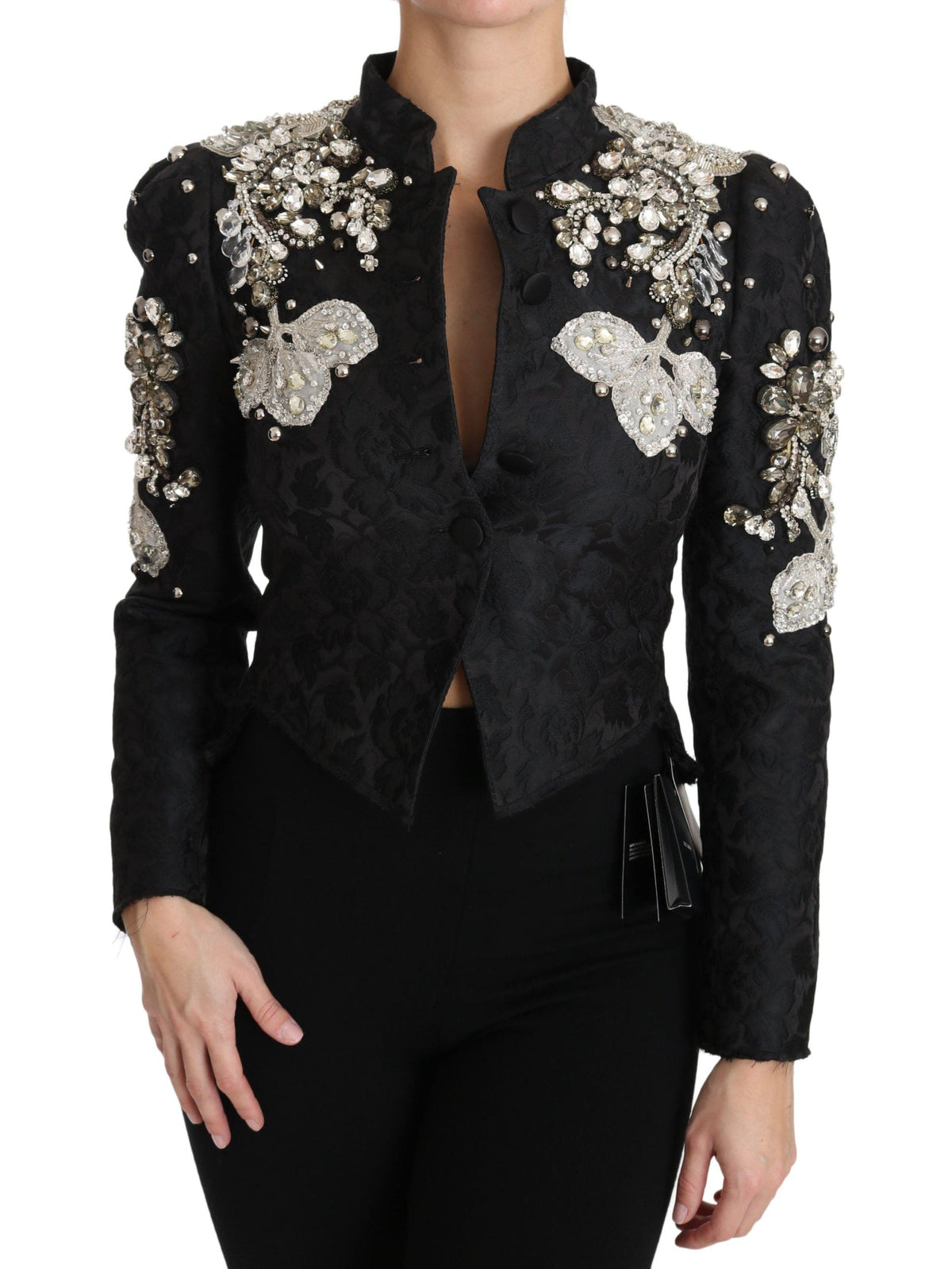 Chaqueta elegante barroca negra y plateada de Dolce &amp; Gabbana