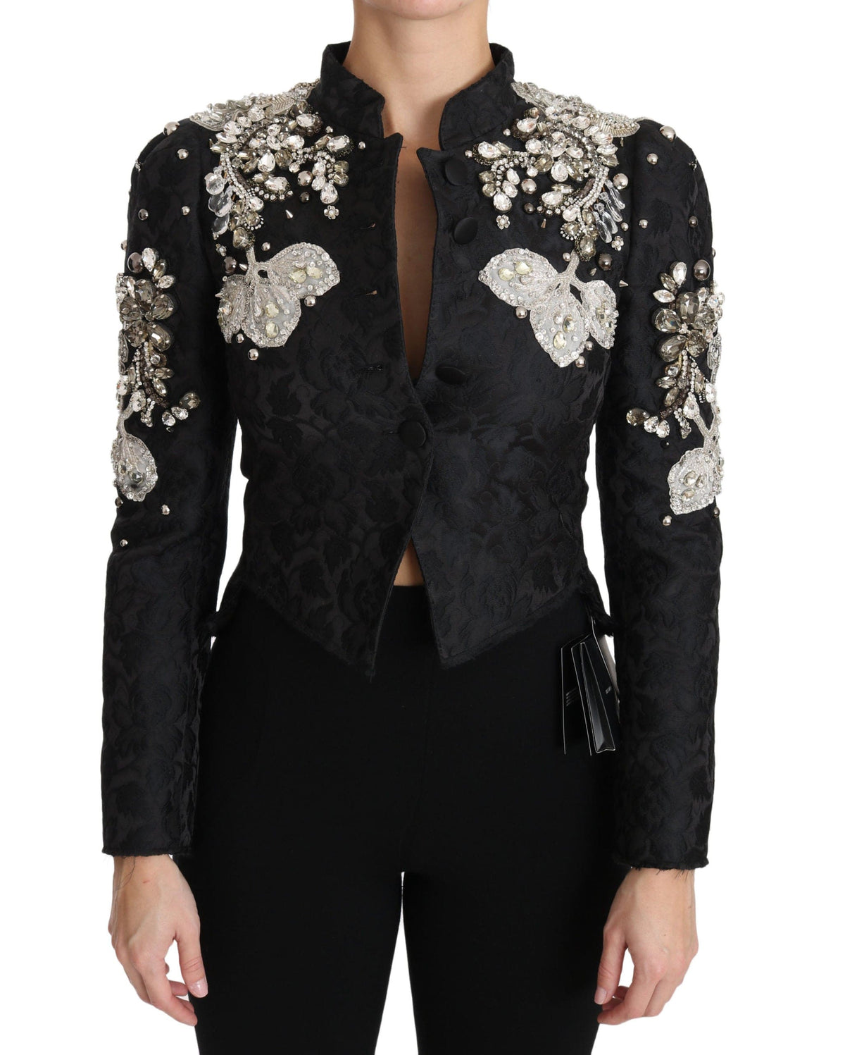 Chaqueta elegante barroca negra y plateada de Dolce &amp; Gabbana