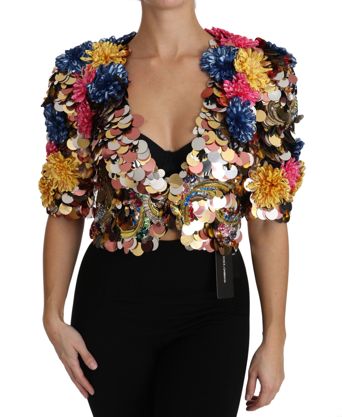 Chaqueta corta adornada con cristales Enchanted Sicily de Dolce &amp; Gabbana