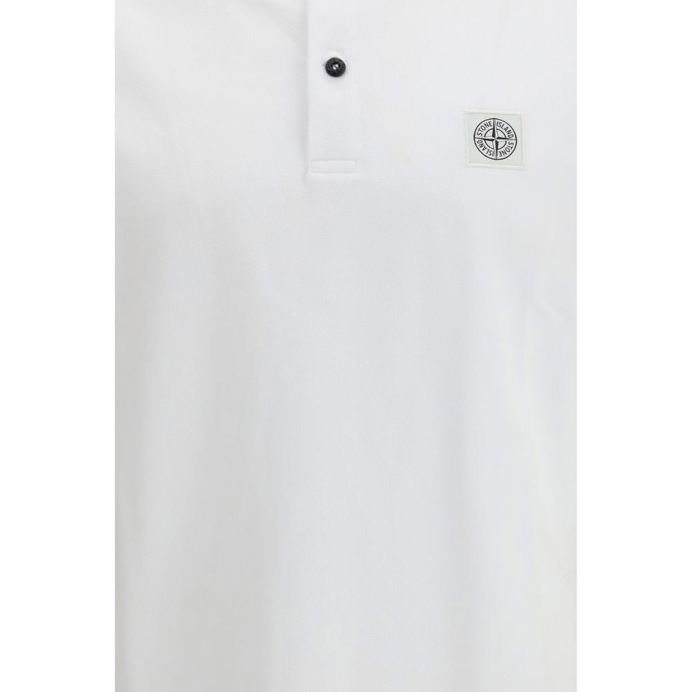 Stone Island White Cotton Polo Shirt