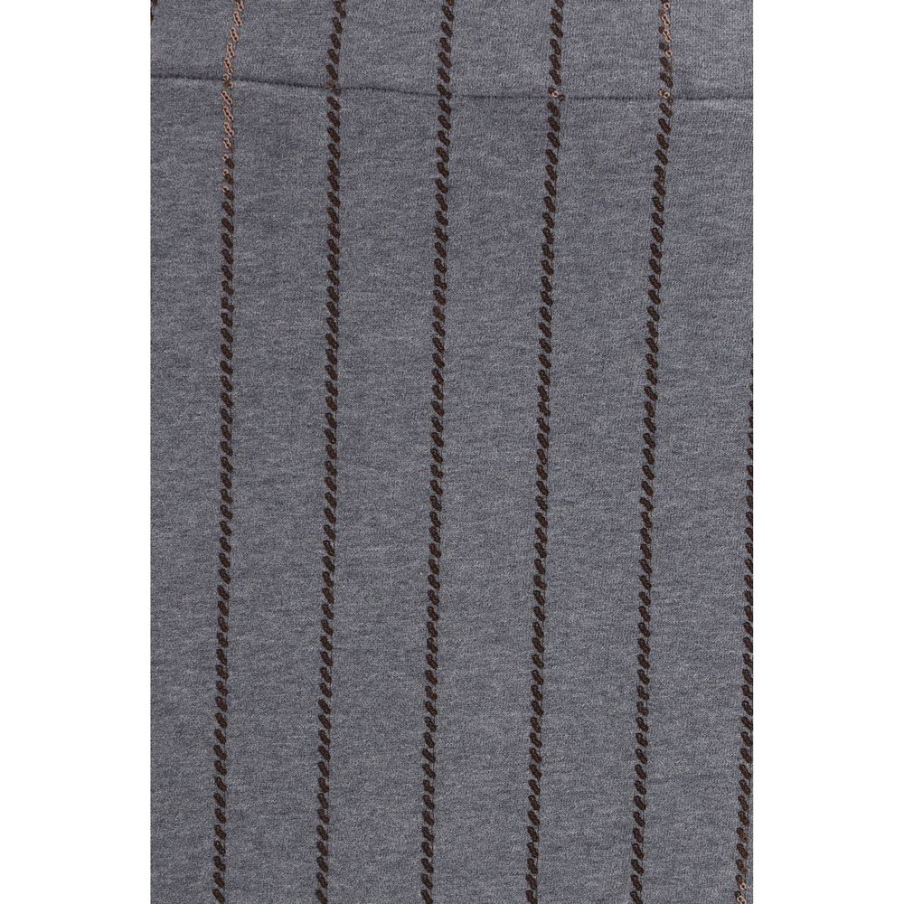 Brunello Cucinelli Gray Cotton Midi Skirt