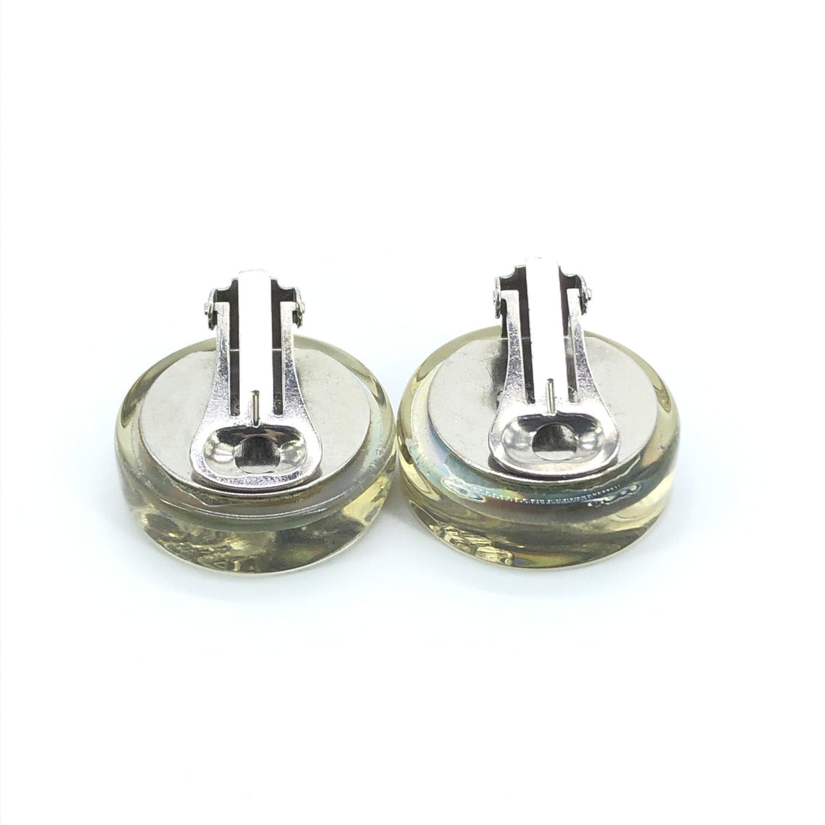 Chanel Vintage Holographic Logo Clip-On Earrings