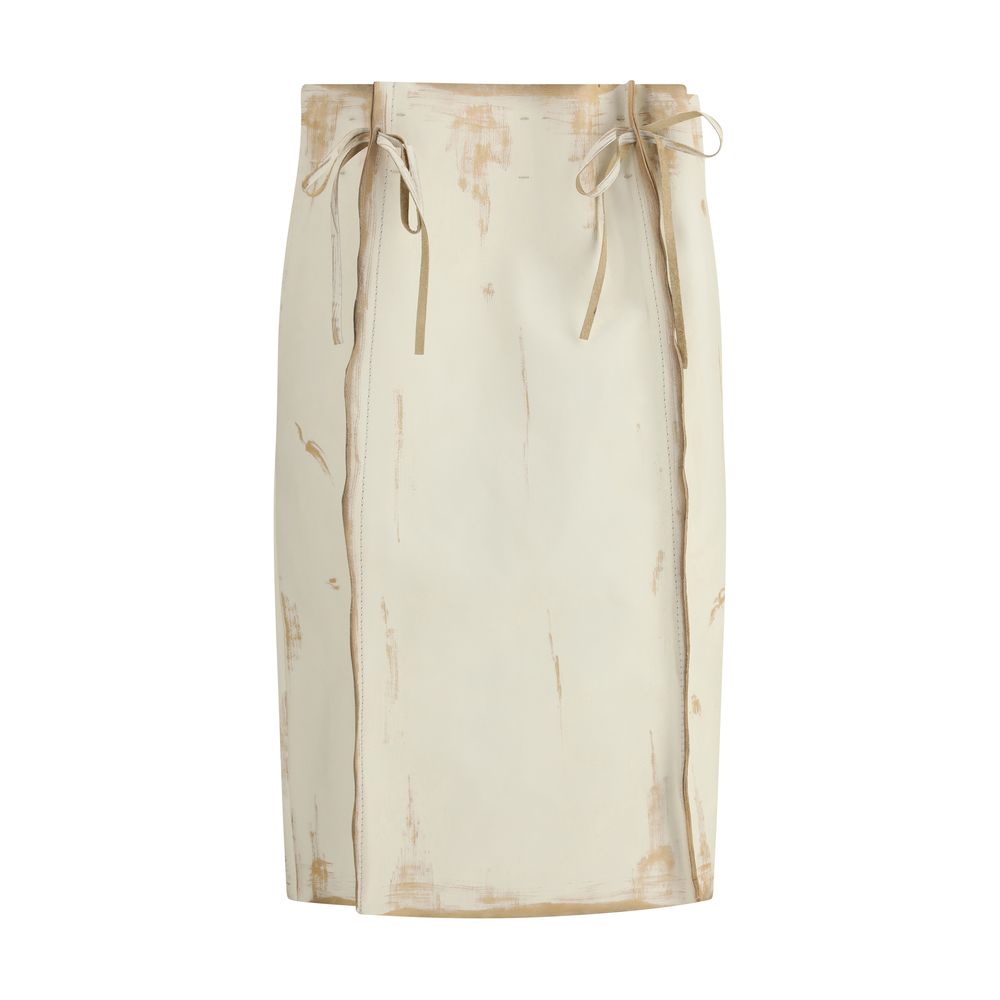 Prada White Leather Midi Skirt