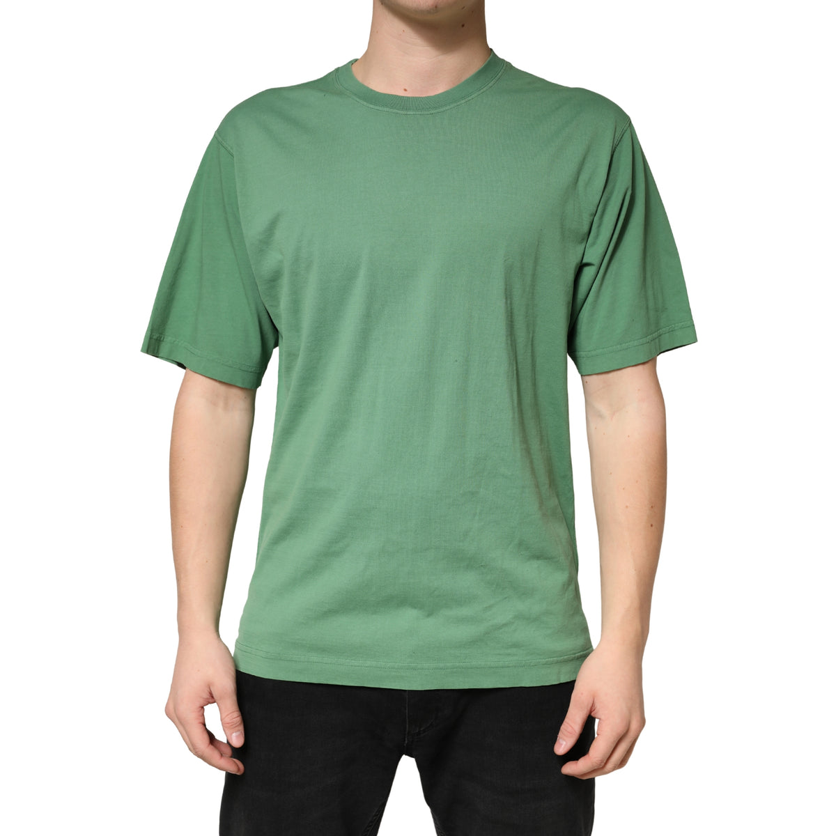 Dolce & Gabbana LightGreen Cotton Crewneck Short Sleeve T-Shirt