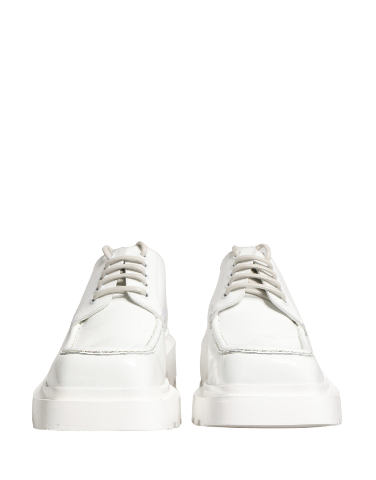 Dolce & Gabbana White Leather Chunky Sole Derby Shoes