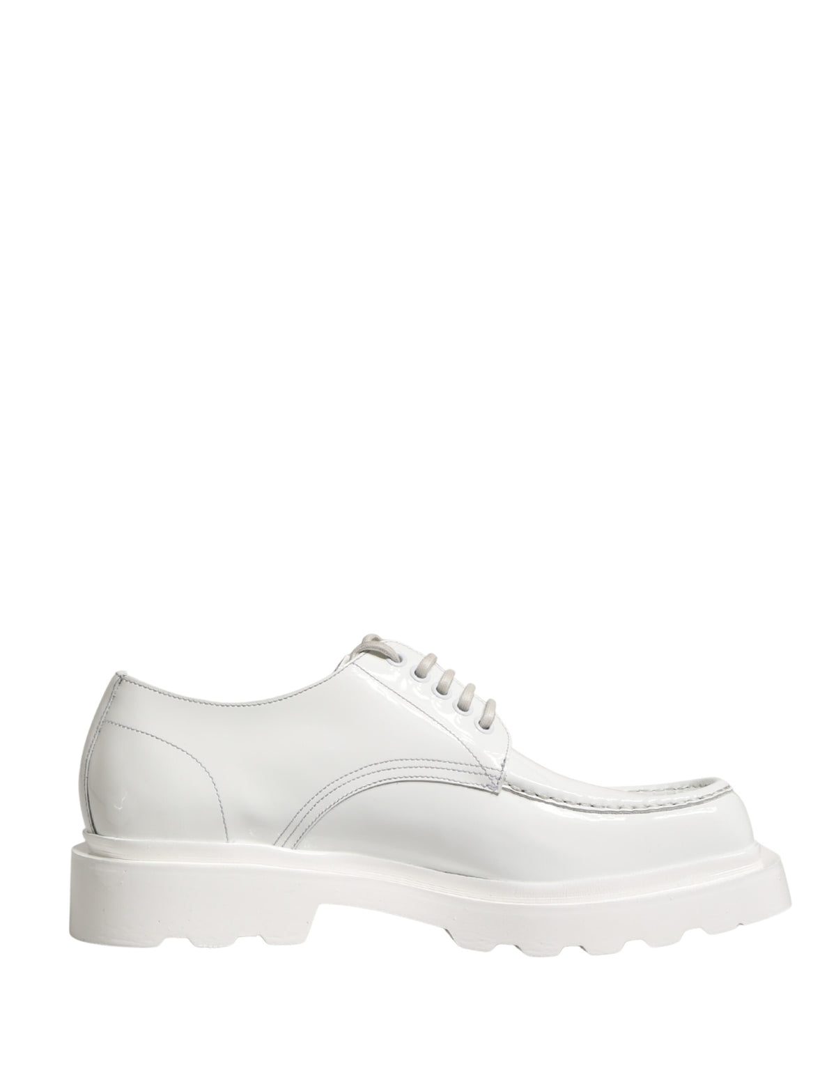 Dolce & Gabbana White Leather Chunky Sole Derby Shoes