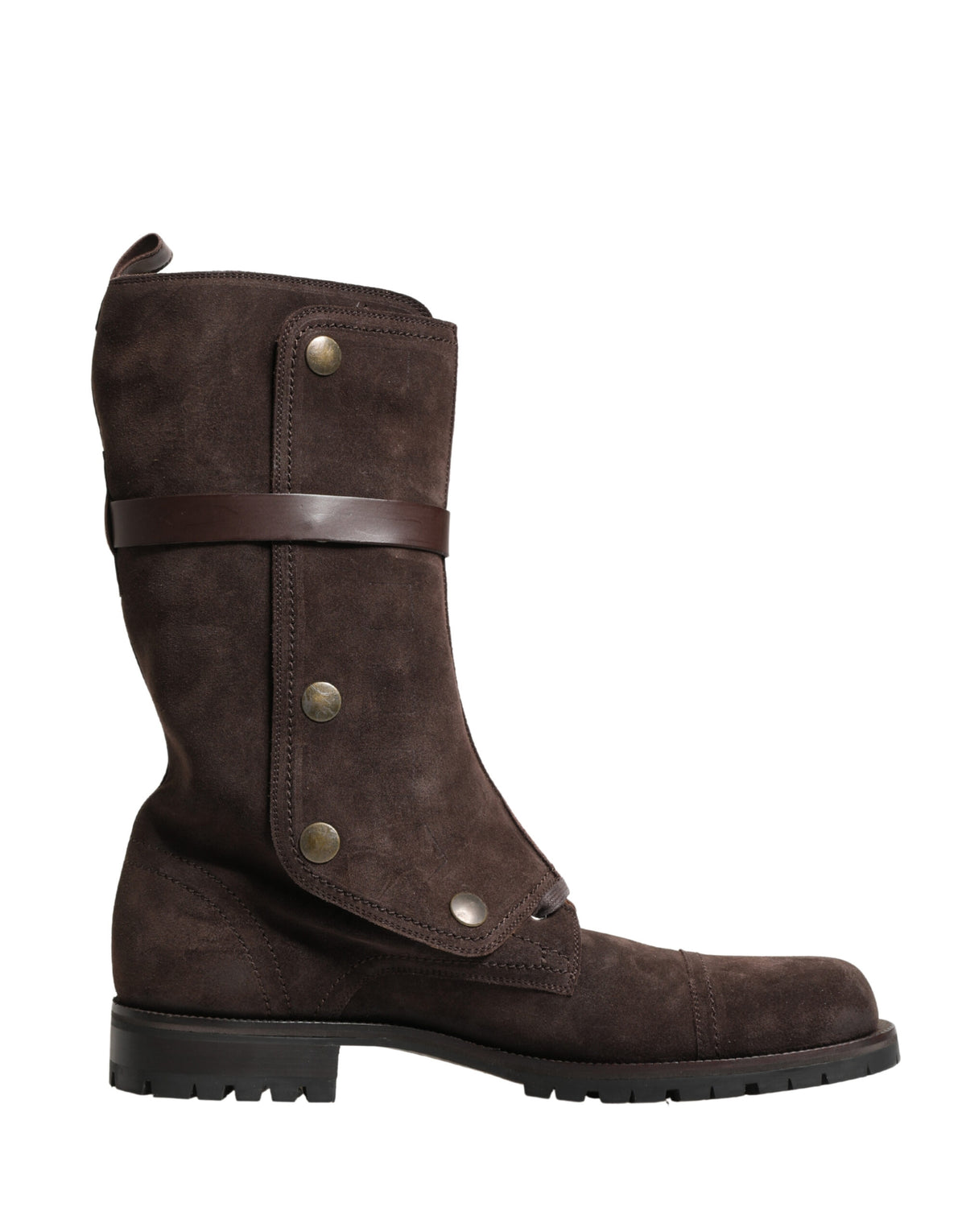 Dolce & Gabbana Brown Suede Leather Combat Ankle Boots  Shoes