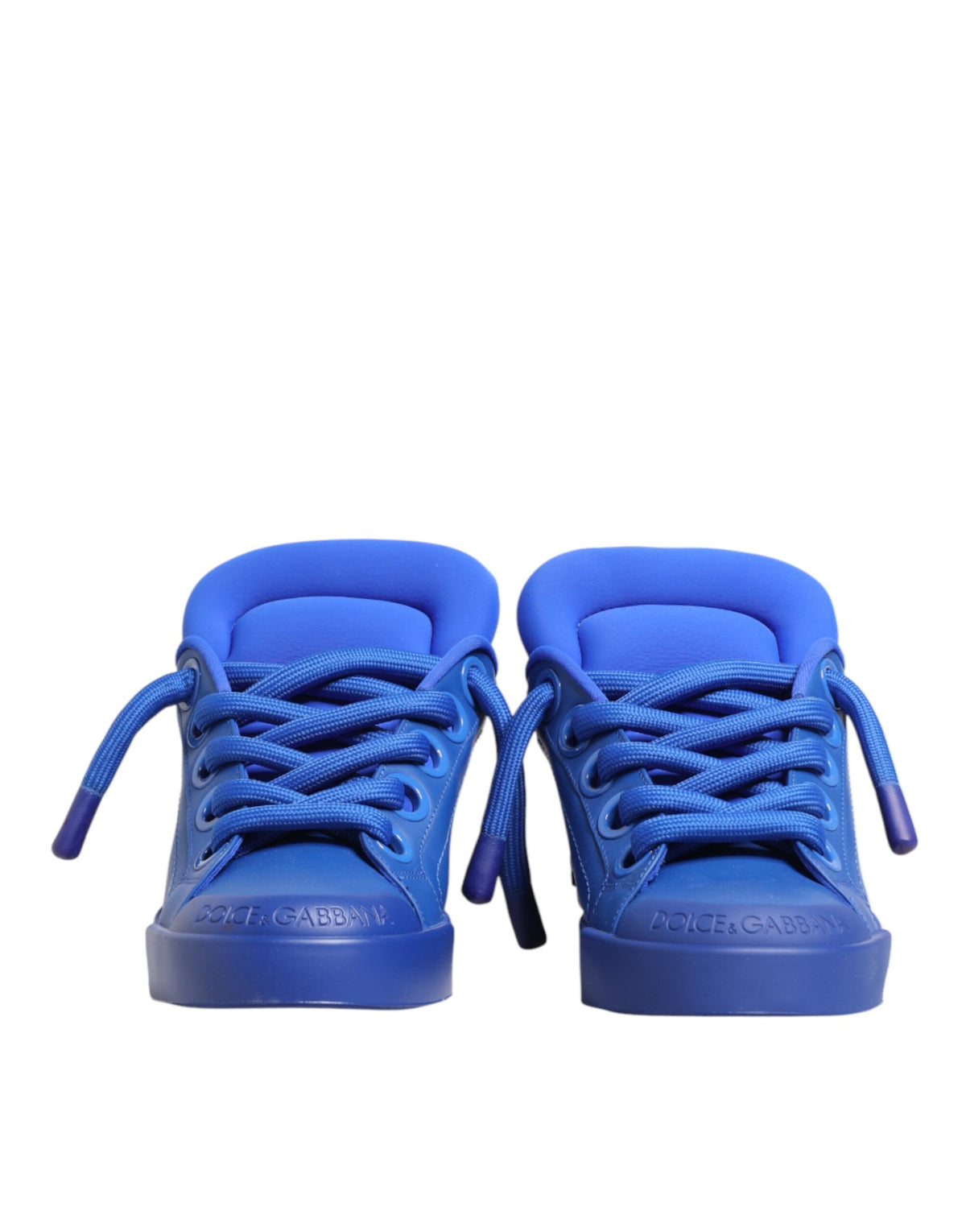 Dolce & Gabbana Blue Leather DG Logo Sole Low Top Sneakers Shoes