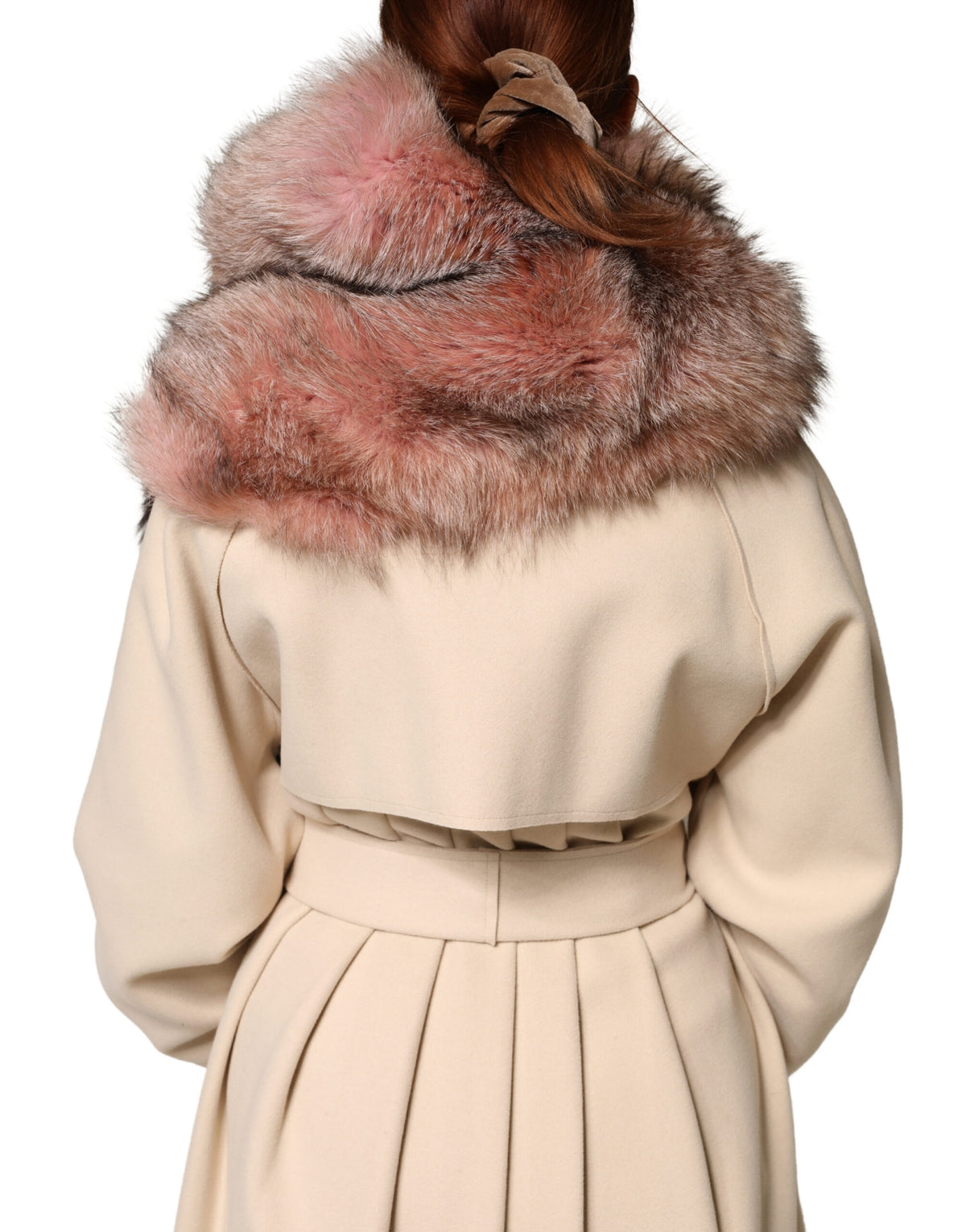 Dolce & Gabbana Pink Frost Fox Fur Neck Warmer Winter 120cm x 27cm Scarf