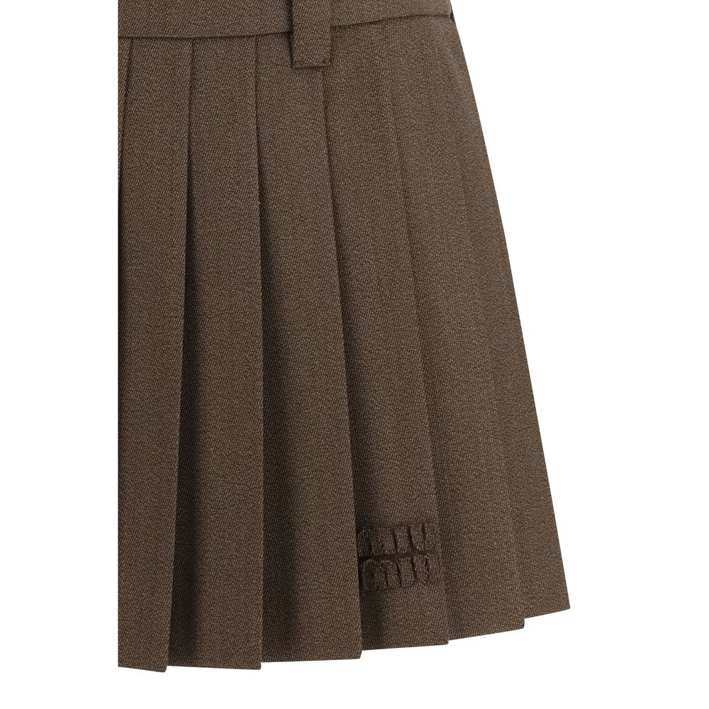 Miu Miu Brown Cotton Mini Skirt