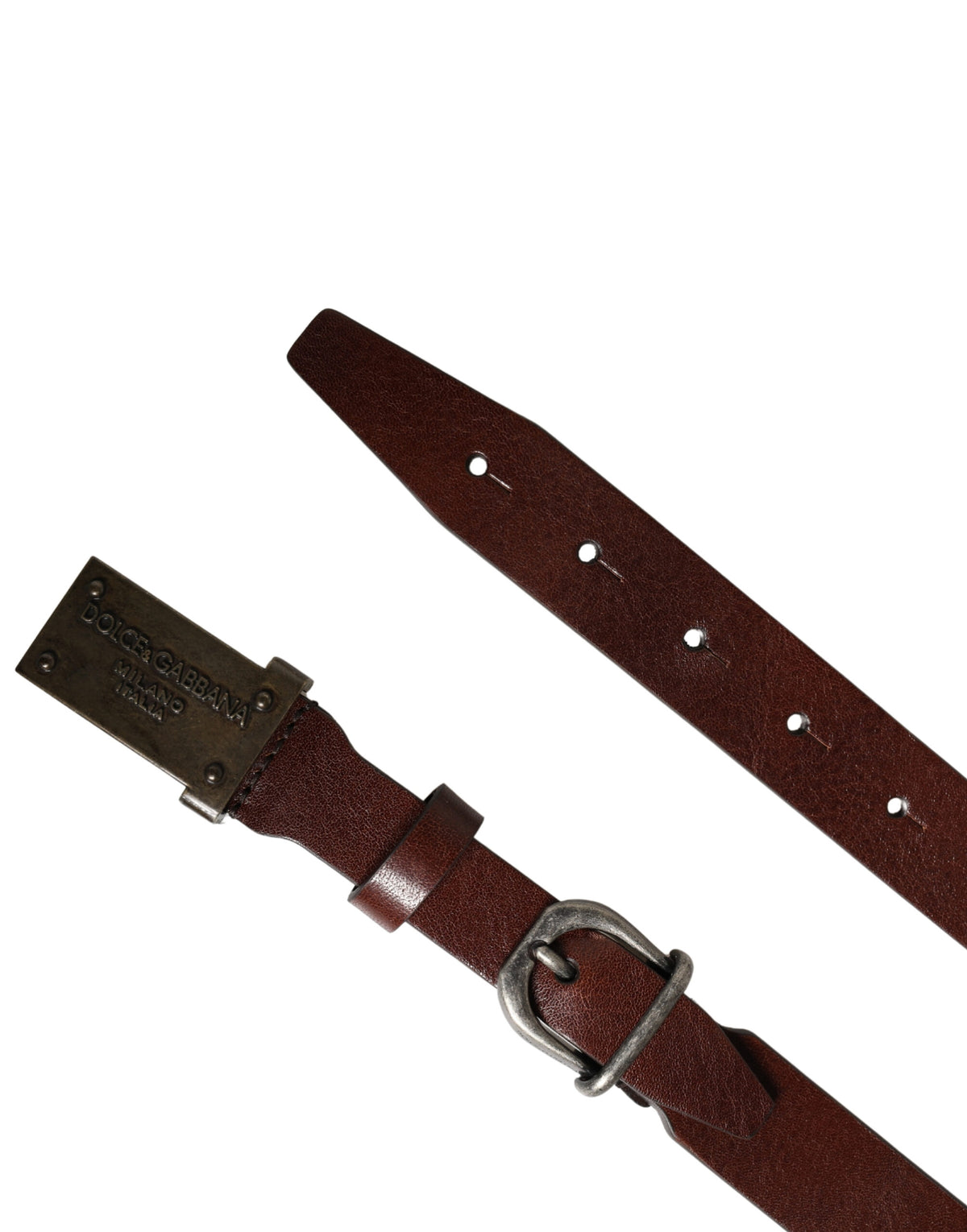 Dolce & Gabbana Brown Leather Logo Metal Buckle Men Belt