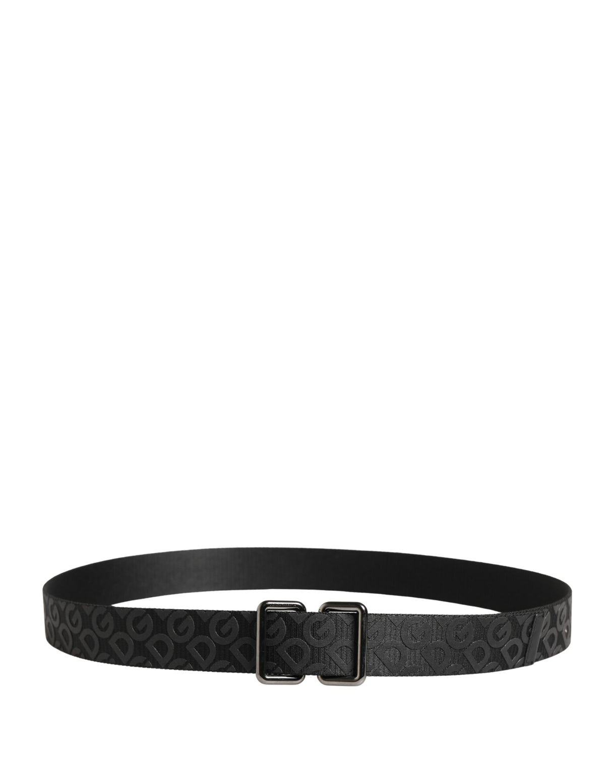 Dolce & Gabbana Black Logo Monogram Silver Metal Buckle Belt