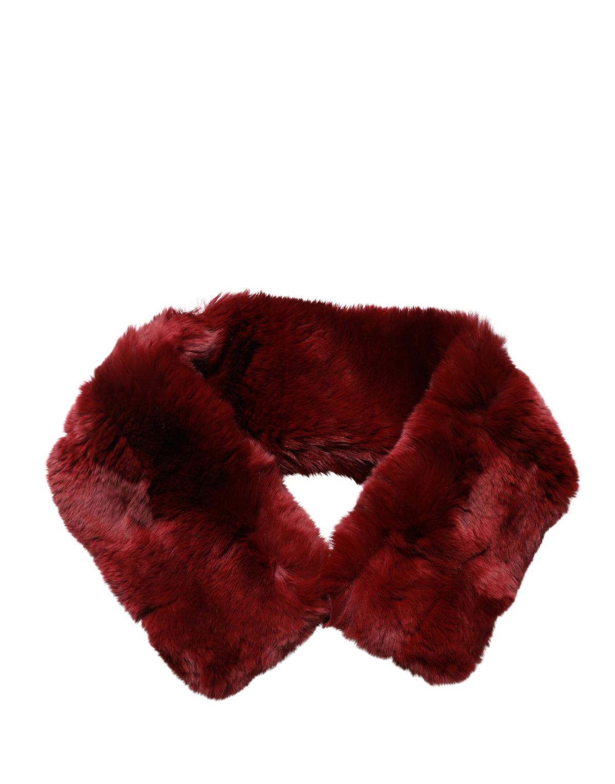 Dolce & Gabbana Red Lamb Fur Collar Women Neck Wrap 50cm x 8cm Scarf