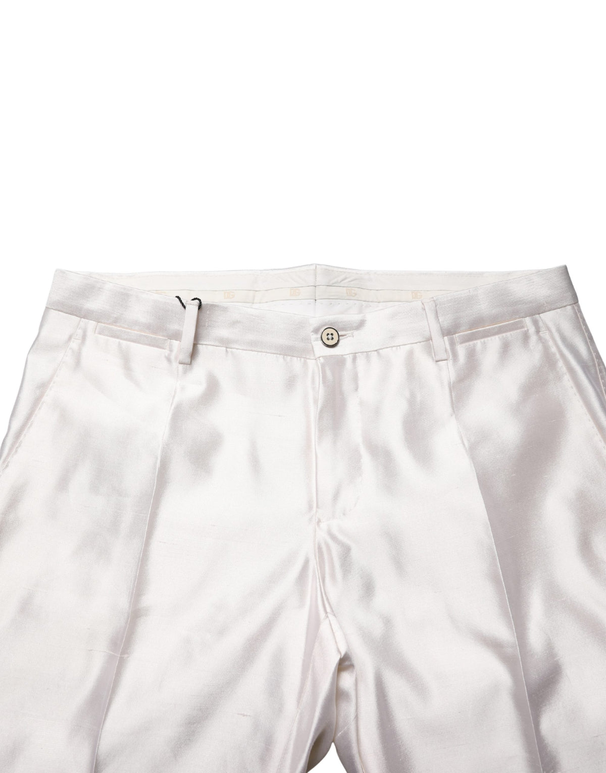 Dolce & Gabbana White Silk Satin Dress Formal Trouser Pants