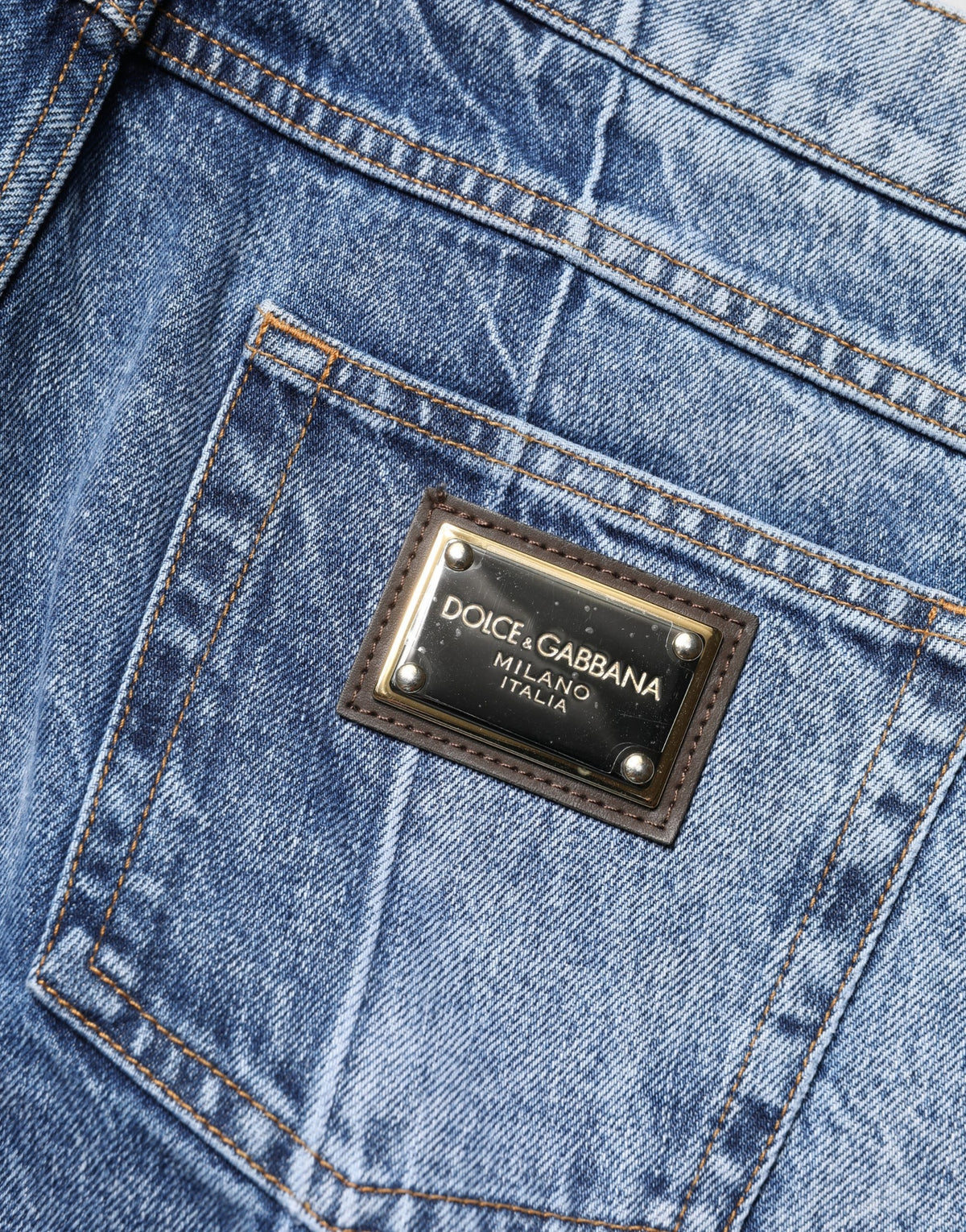 Dolce & Gabbana Two Tone Blue Cotton Regular Men Denim Jeans