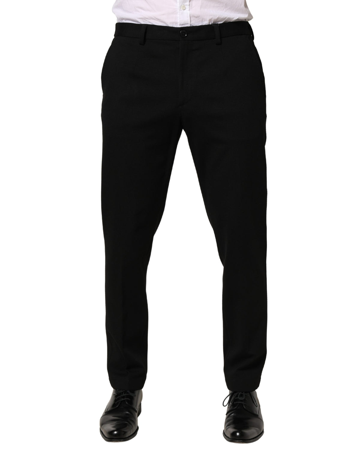 Dolce & Gabbana Black Wool Skinny Men Dress Trouser Pants