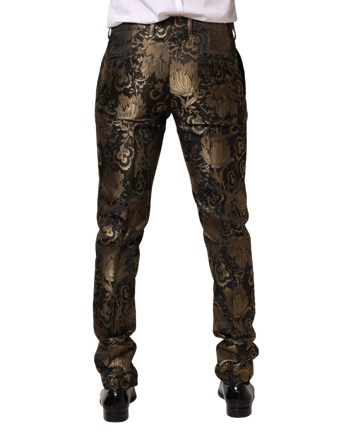 Dolce & Gabbana Gold Jacquard Dress Formal Men Trouser Pants