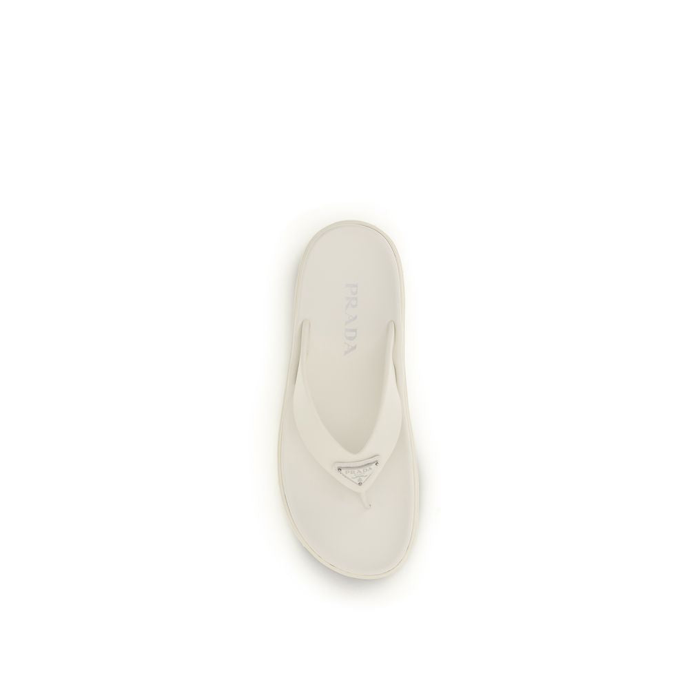 Prada White Rubber Flip-Flop Sandals
