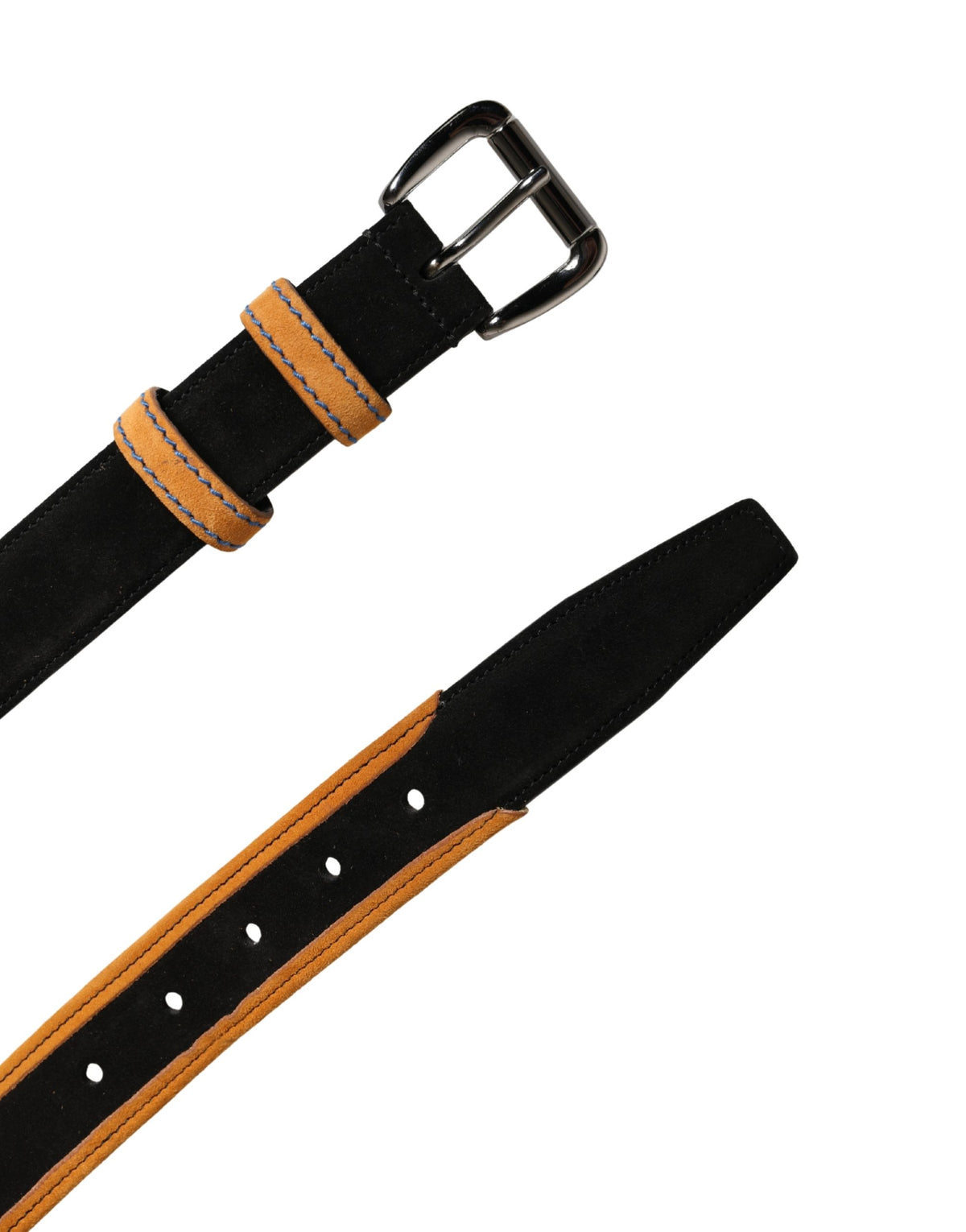 Dolce & Gabbana Men Black Orange Polyester Metal Buckle Belt