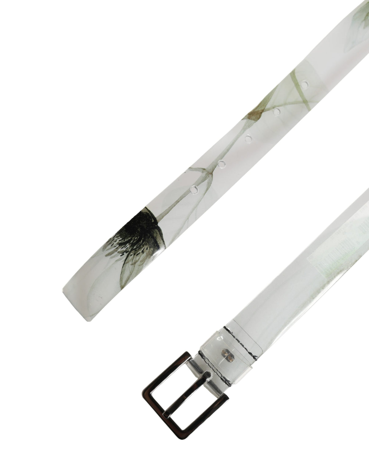 Dolce & Gabbana Men White Floral PVC Silver Metal Buckle Belt