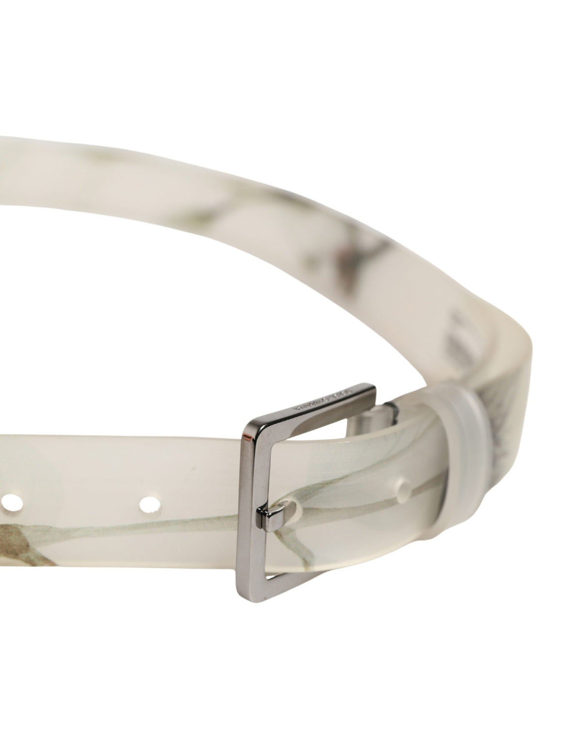 Dolce & Gabbana Men White Floral PVC Silver Metal Buckle Belt