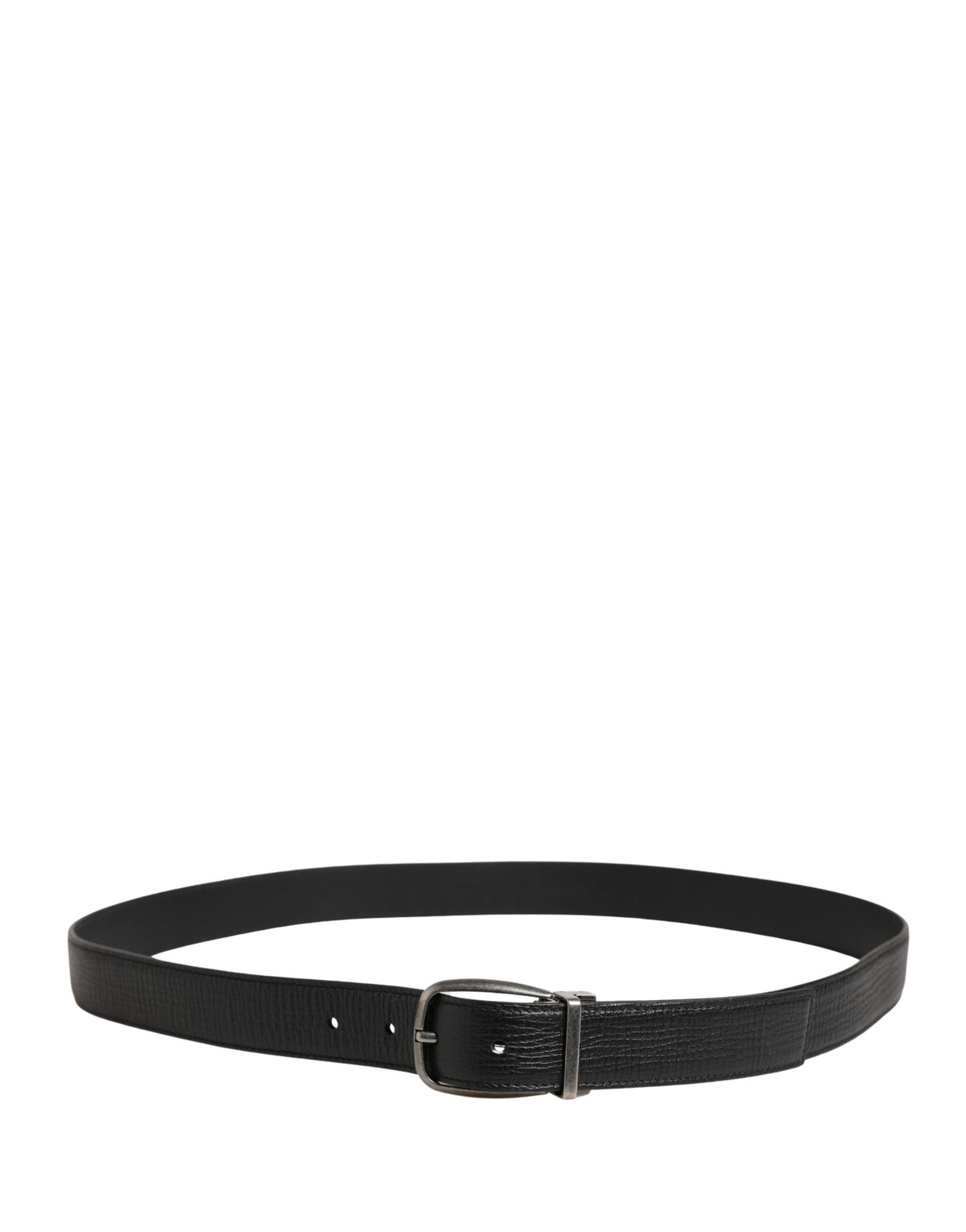 Dolce & Gabbana Men Black Classic Leather Metal Buckle Belt