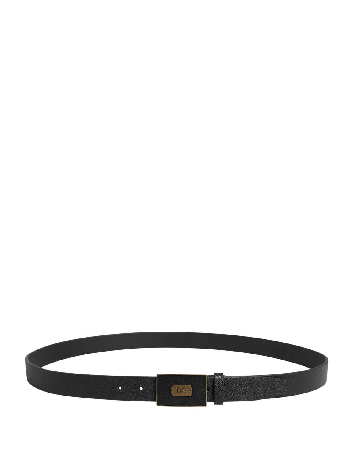 Dolce & Gabbana Men Black Classic Leather Logo Buckle Belt